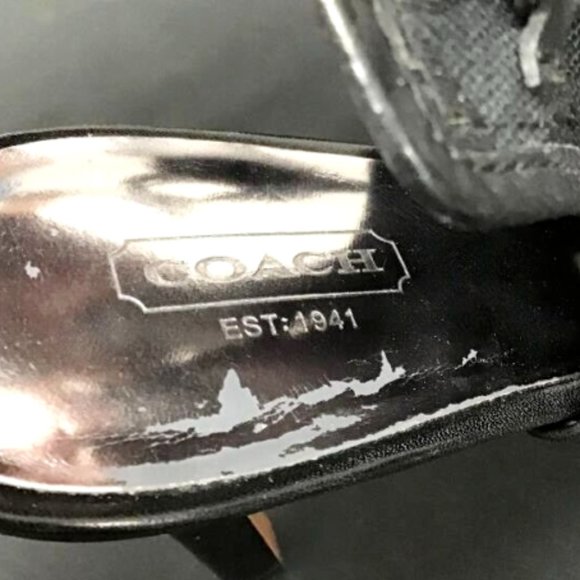 Coach Brandi Peep-Toe Bootie Heels Shoes Size 10B Black Canvas/Leather - Picture 9 of 12